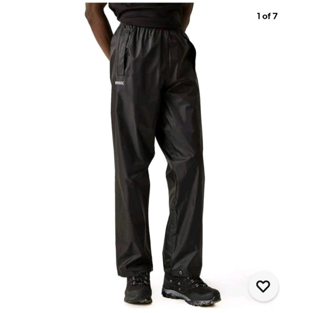Regatta Pack It Waterproof Over Trousers Black Hiking Packable Mens XL Outdoor
